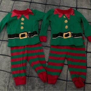 💚💚 Set of 2 Matching Elf Pajamas, 0-3 Months